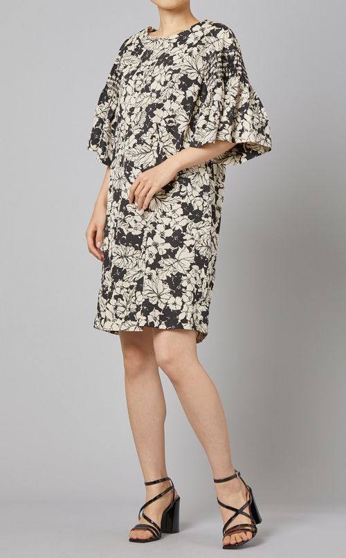 コットンフラワープリントワンピース