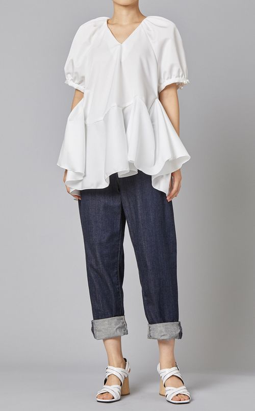 ペプラムVネックブラウス