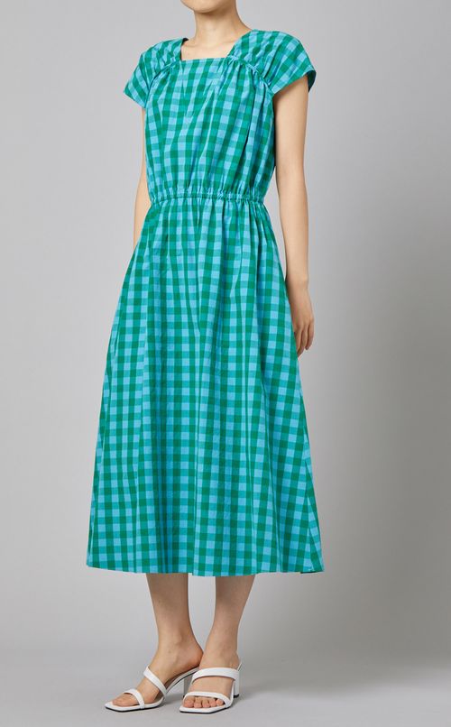 バックリボンチェックワンピース