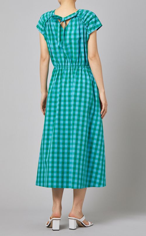 バックリボンチェックワンピース