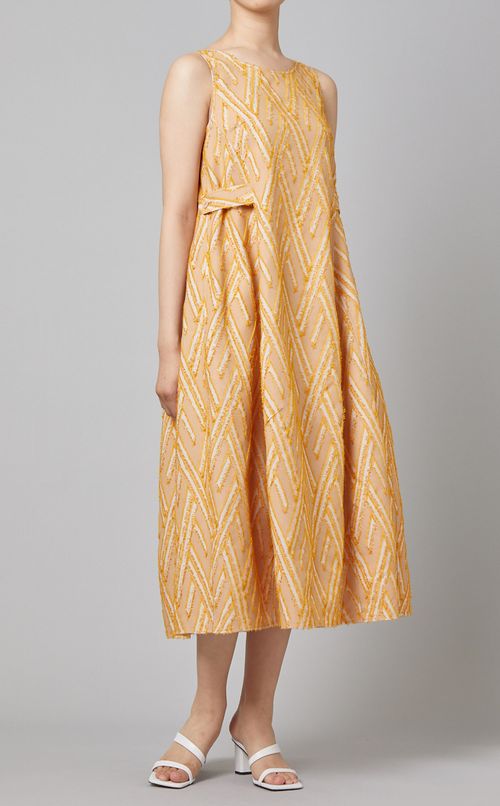 カットジャガードフレアワンピース