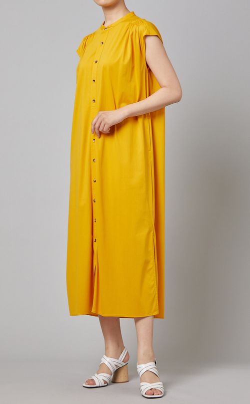 コットン混シャツワンピース