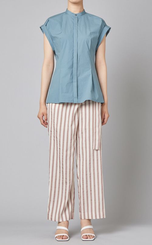 コットン混フレンチスリーブブラウス