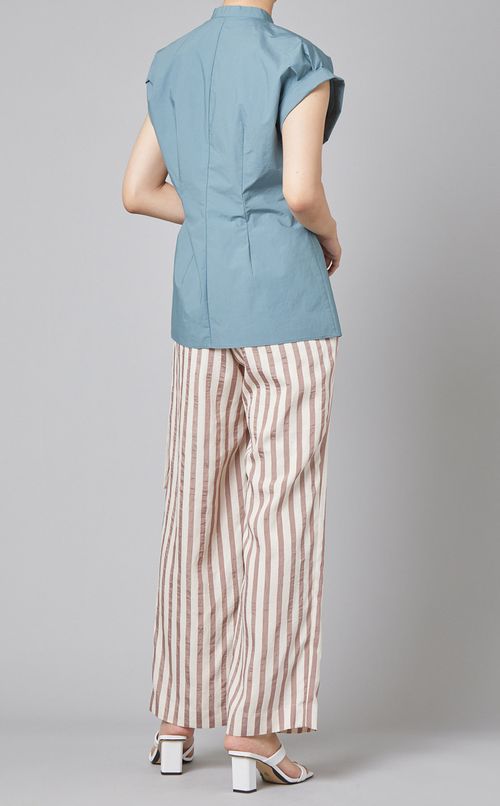 コットン混フレンチスリーブブラウス