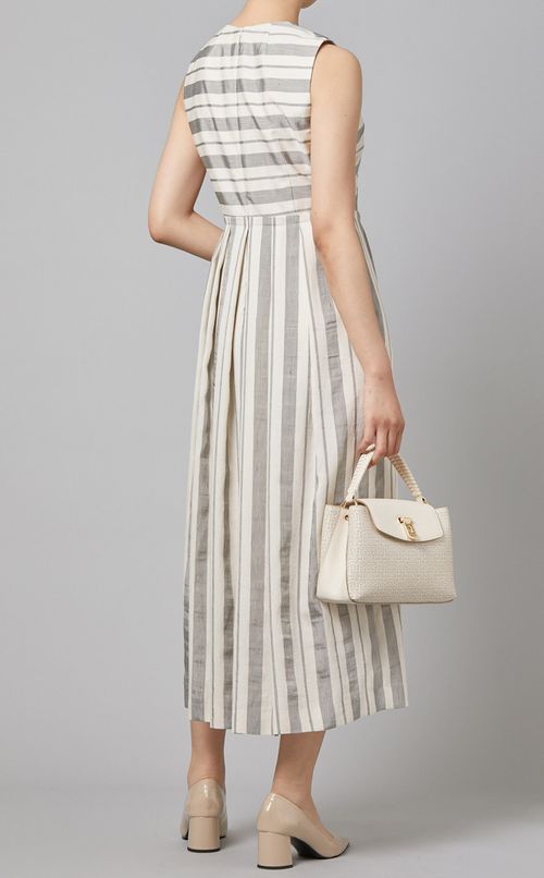 マルチストライプフレアワンピース