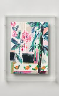 slipped flowers and fablic scraps