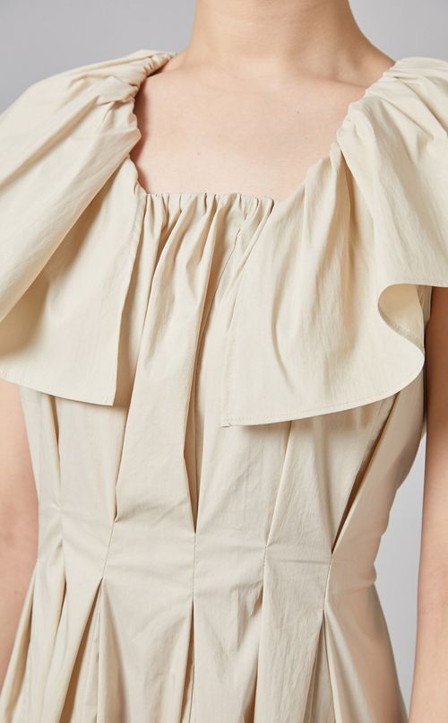 プリーツ&フレアロングワンピース