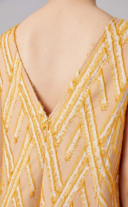 カットジャガードフレアワンピース