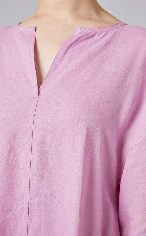 リネンキーネックワンピース