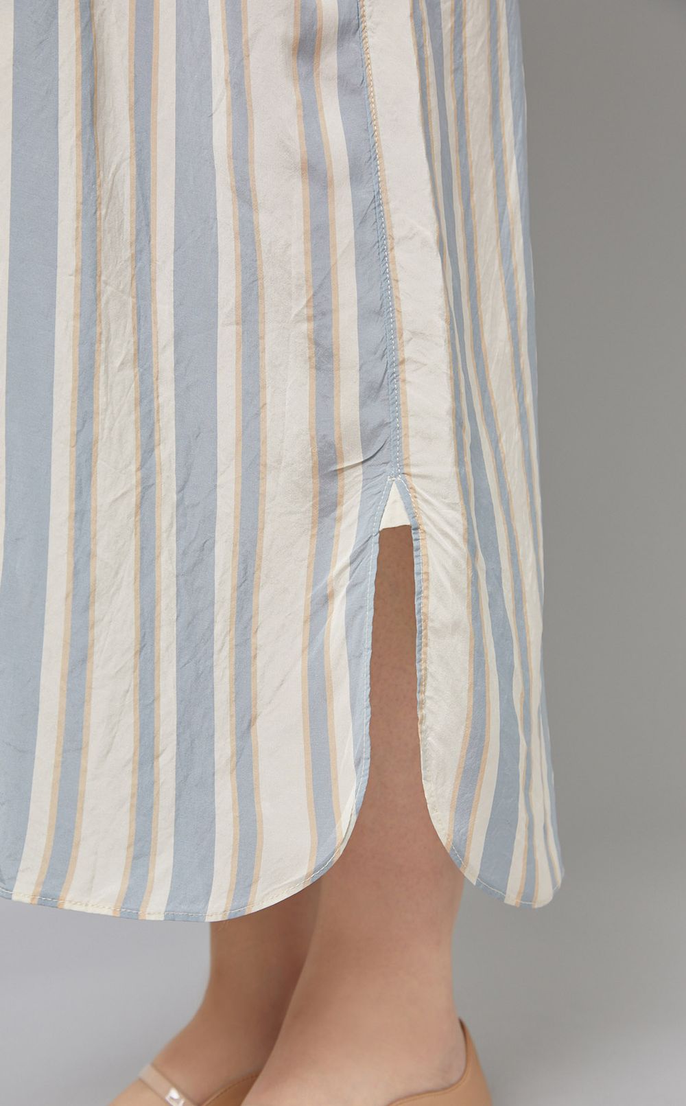 ヨークストライプシャツワンピース