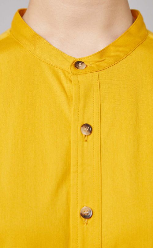 コットン混シャツワンピース