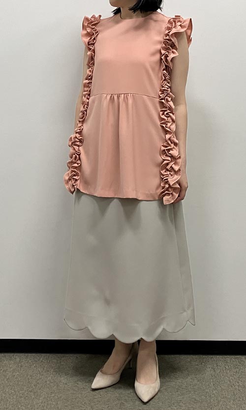 hue DAY TO EVENING サイドフリルギャザーブラウス チュニック