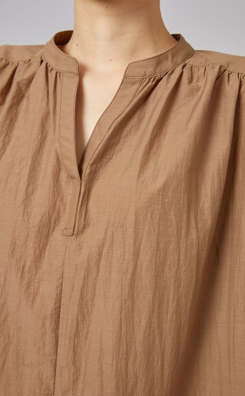 コットン混ギャザーワンピース