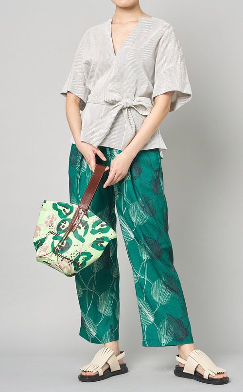 リーフプリントセミワイドパンツ