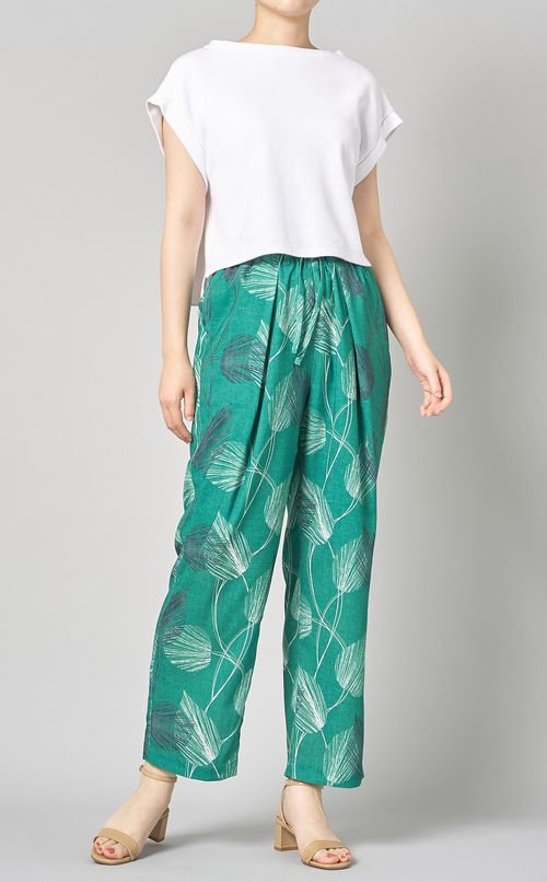 リーフプリントセミワイドパンツ