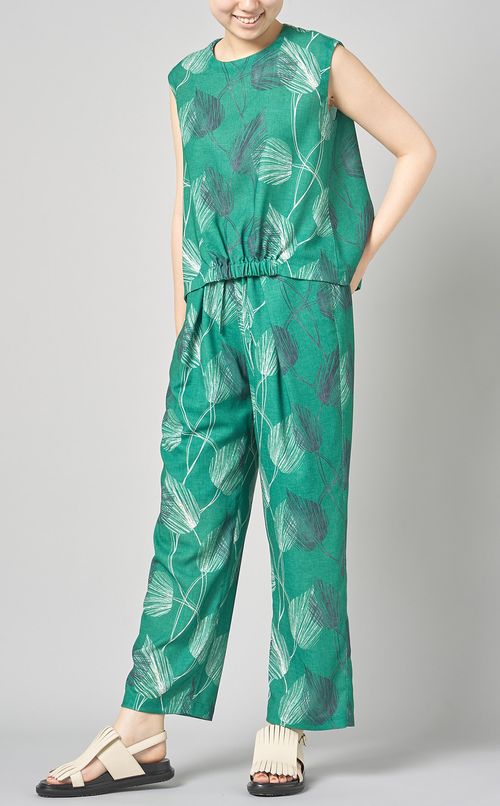 リーフプリントセミワイドパンツ