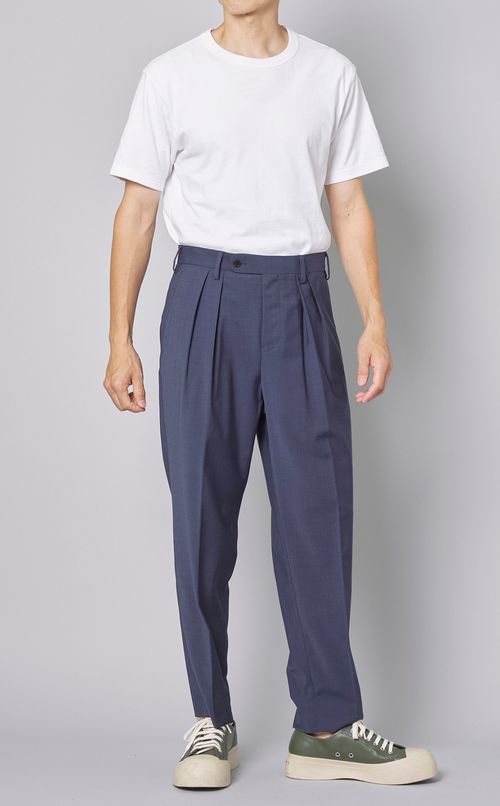 ウールナイロンツータックパンツ