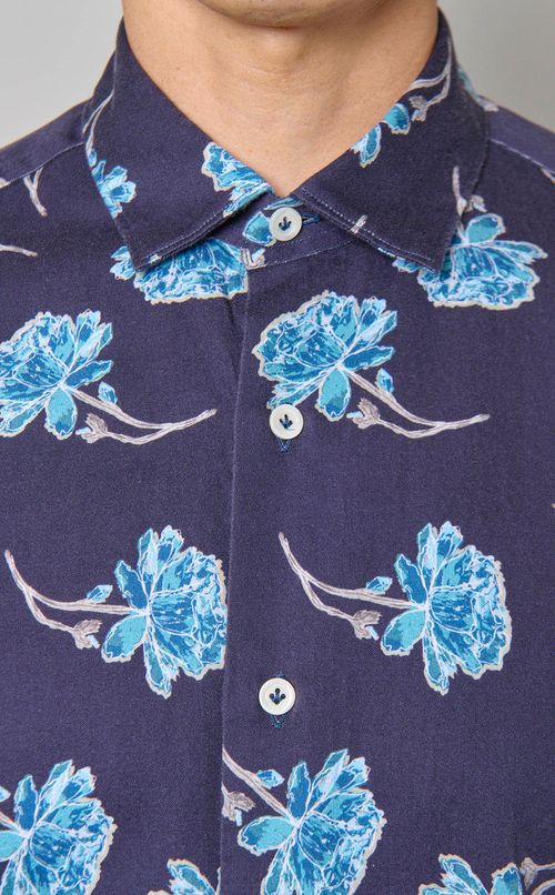 フラワープリントショートスリーブシャツ