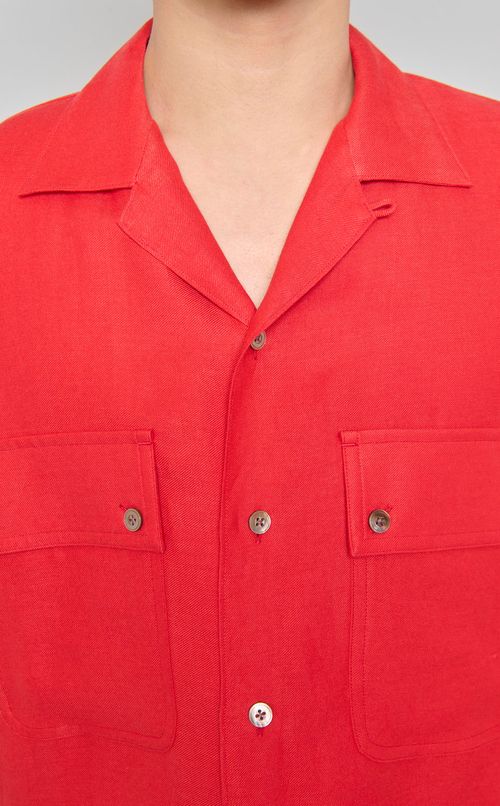 リネンレーヨンツイルオープンシャツ