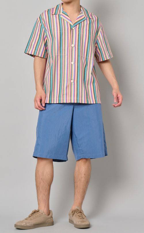 マルチカラーストライプオープンシャツ