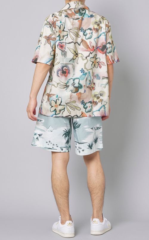 フローラルオープンカラーシャツ