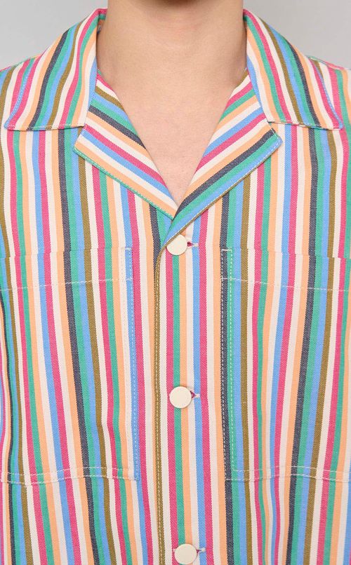 マルチカラーストライプオープンシャツ