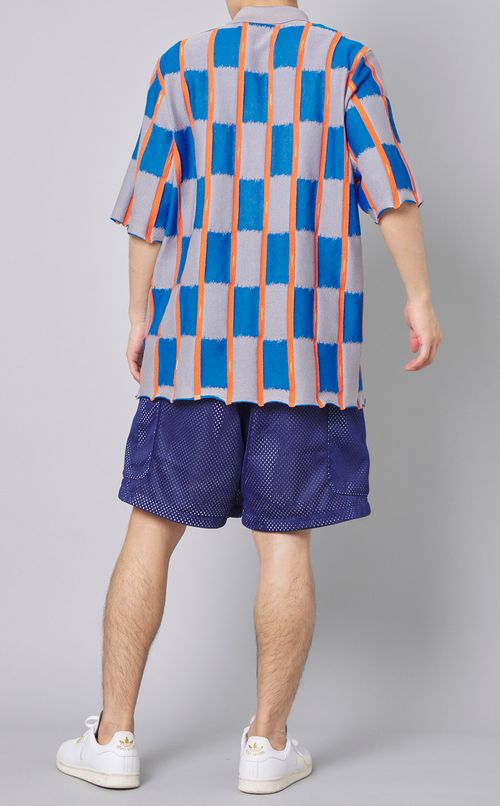 チェックニットシャツ