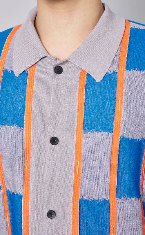 チェックニットシャツ