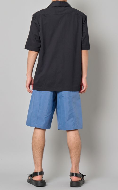 メッシュパネルオープンカラーシャツ