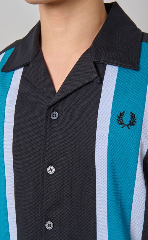 メッシュパネルオープンカラーシャツ