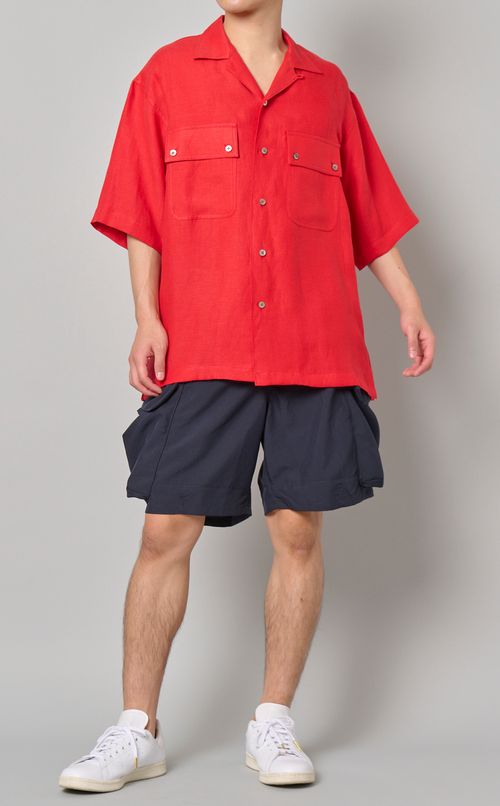 リネンレーヨンツイルオープンシャツ