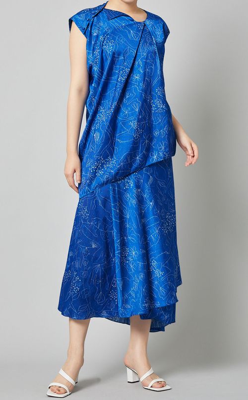 アシンメトリープリントブラウス