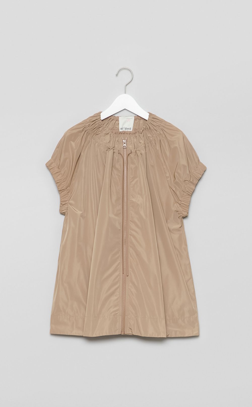 【reADdress】タフタギャザーノースリーブジャケット