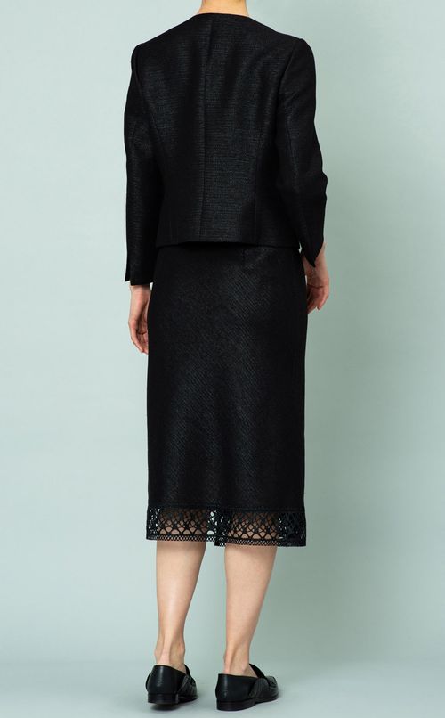 フリルリネン混ノーカラージャケット