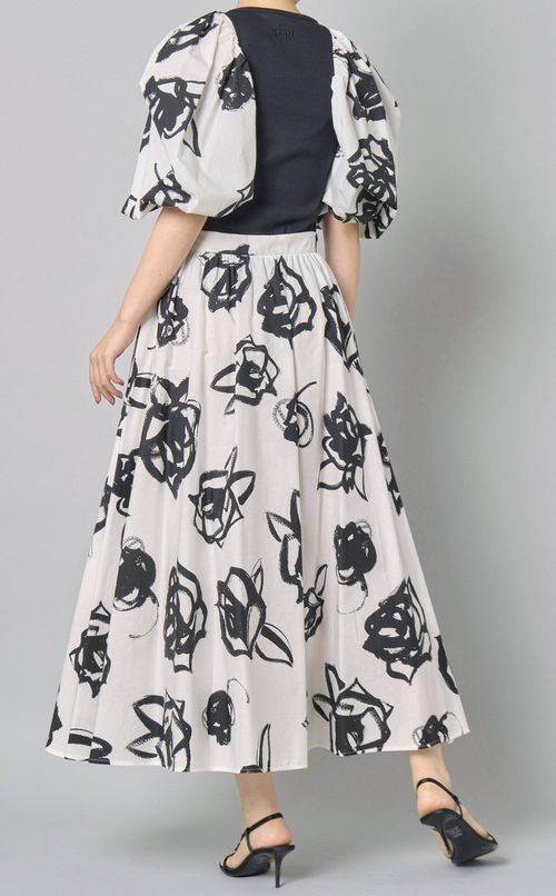 ローズプリントコットンフレアスカート