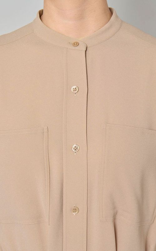 パフスリーブシャツワンピース