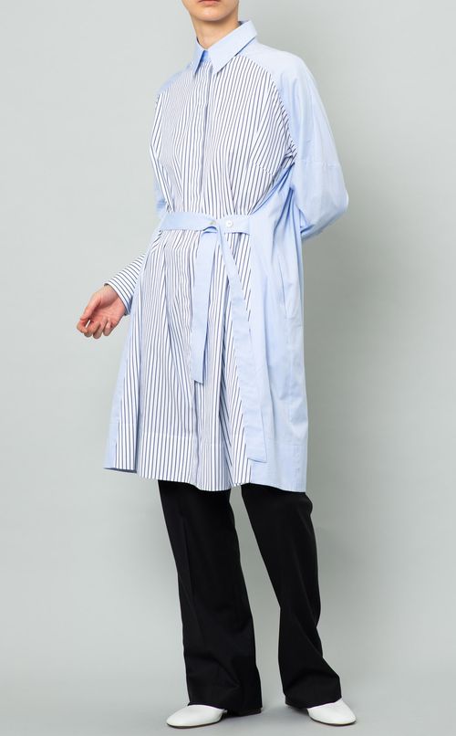 ストライプパッチワークシャツワンピース