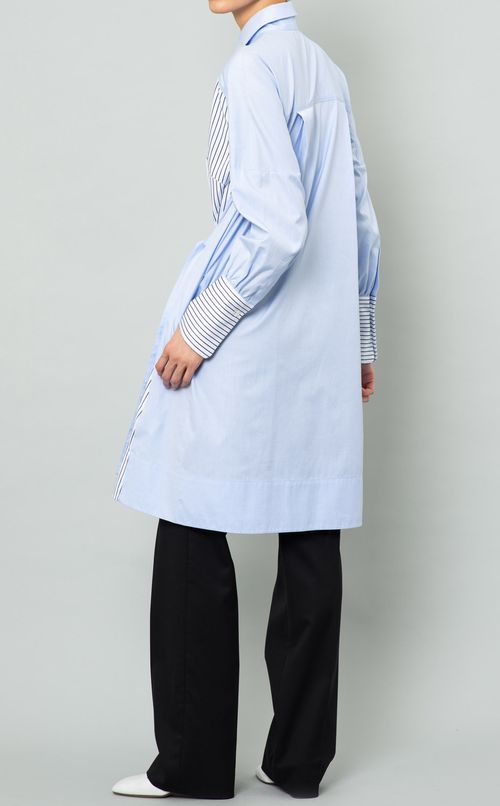 ストライプパッチワークシャツワンピース