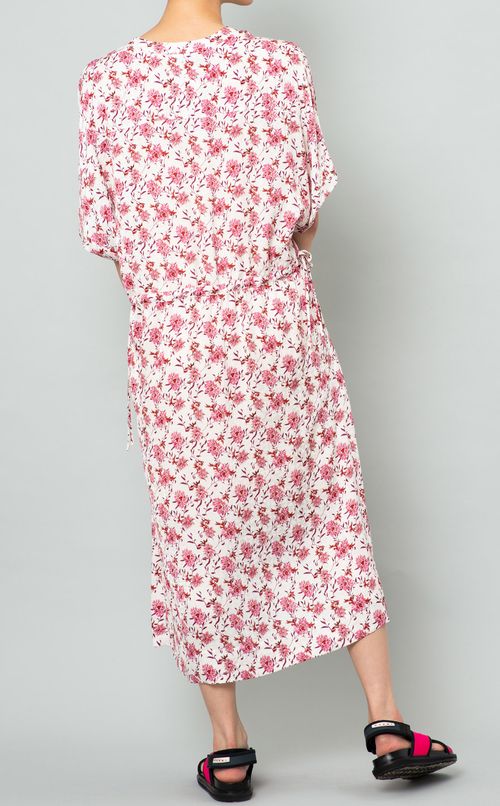 Vネックフラワープリントワンピース