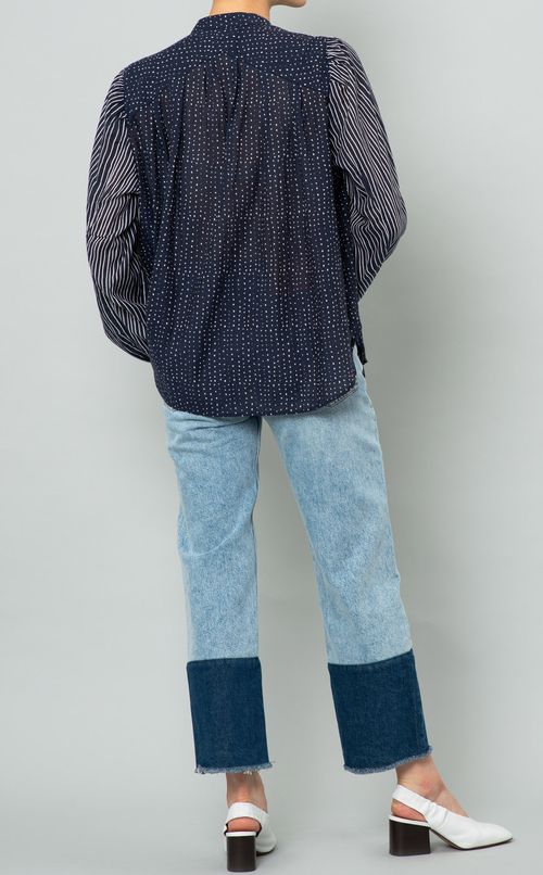 キーネック切替ブラウス