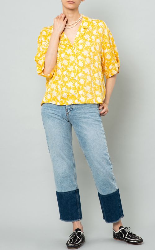 フラワープリントオープンカラーシャツ