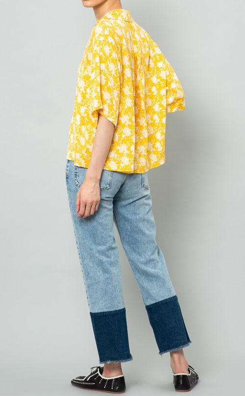 フラワープリントオープンカラーシャツ