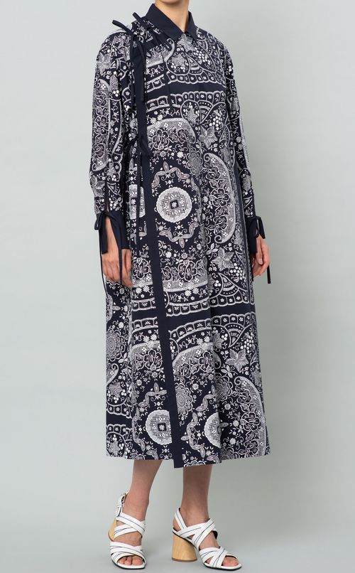 スワトウプリントシャツワンピース