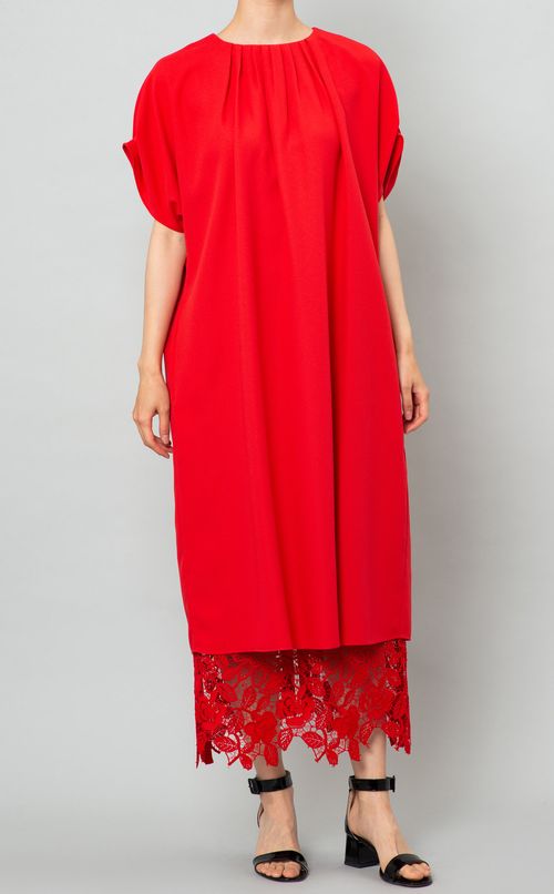 タックネックジョーゼットワンピース