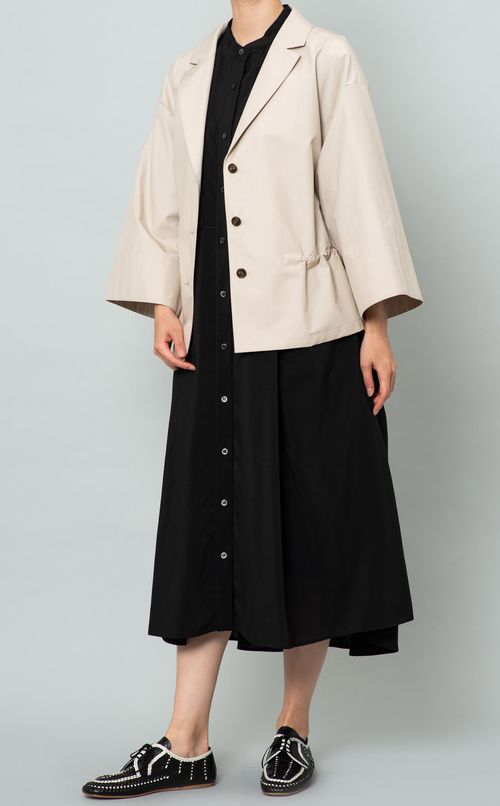 スタンドカラータックワンピース