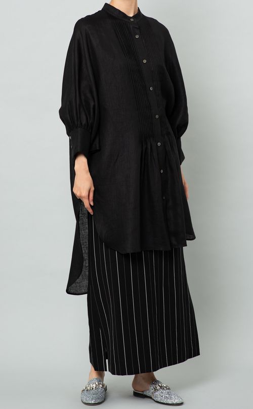 ピンタックシアーリネンロングシャツ