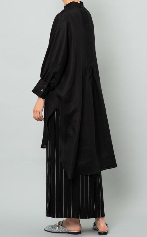 ピンタックシアーリネンロングシャツ