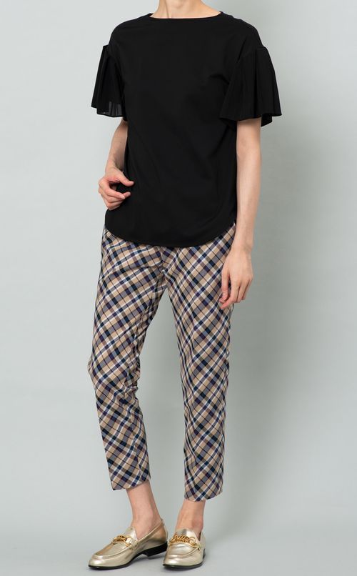 チェックテーパードイージーパンツ