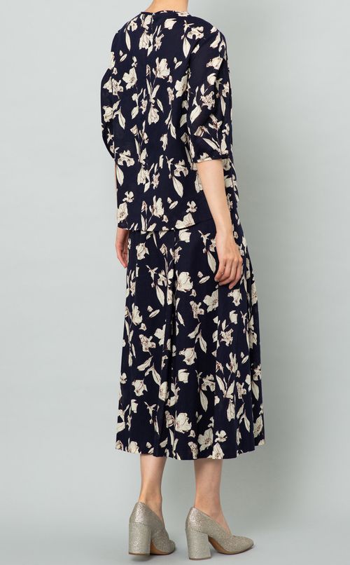 フラワープリントパフスリーブブラウス