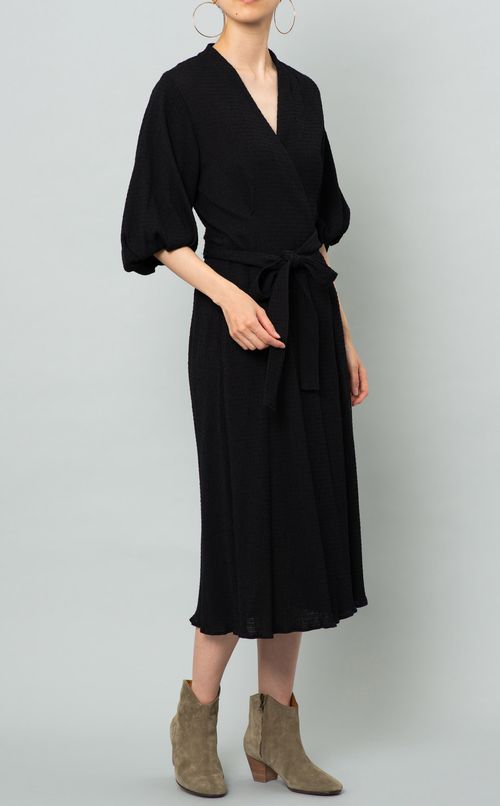 パフスリーブカシュクールワンピース